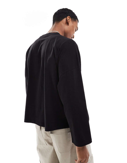 Extreme Oversized Boxy Long Sleeve T-Shirt With Chest Print
