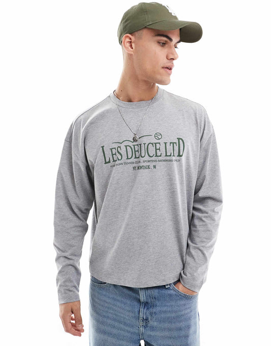 Oversized Boxy Long Sleeve T-Shirt With Text Print