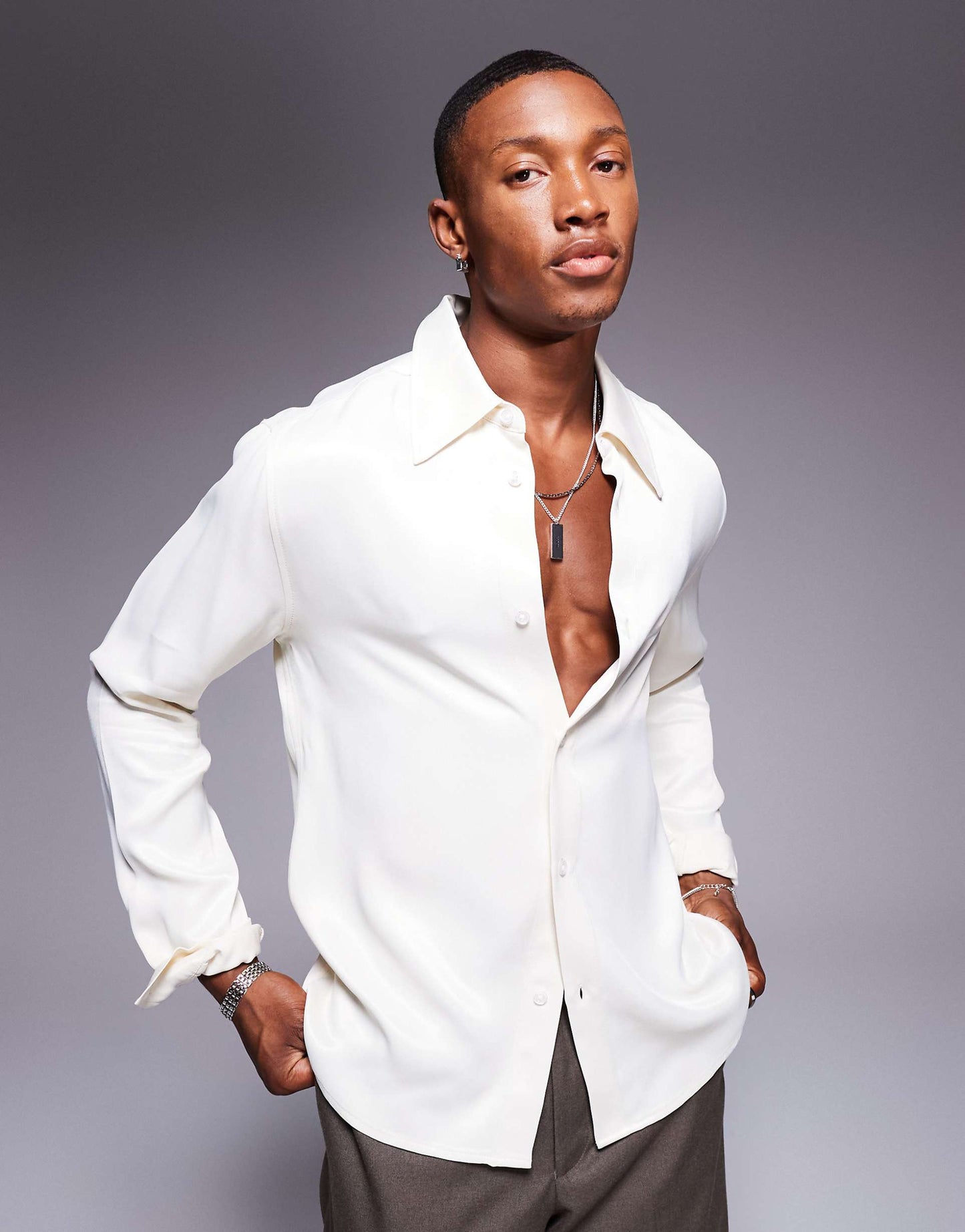 Slim Fit Shirt With 70S Collar