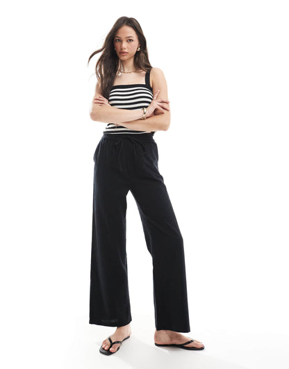 Tall Wide Leg Linen Look Trousers