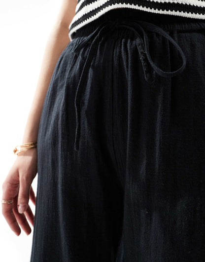 Tall Wide Leg Linen Look Trousers