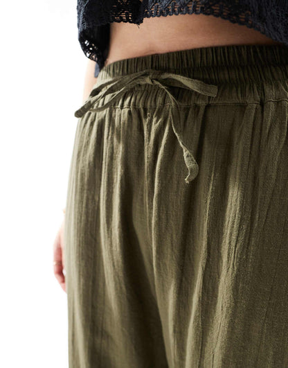 Tall Wide Leg Linen Look Trousers