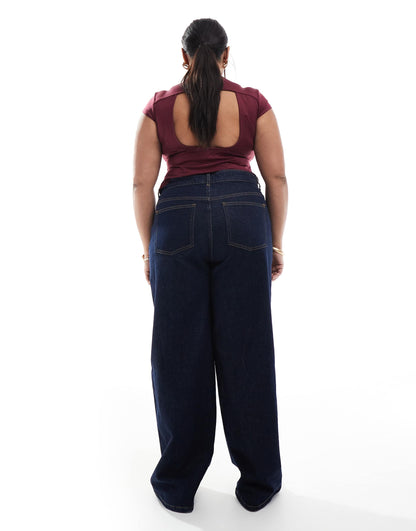 Curve High Waisted Wide Leg Jeans