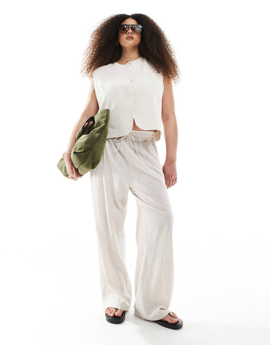 Curve Linen Mix Pull On Trousers