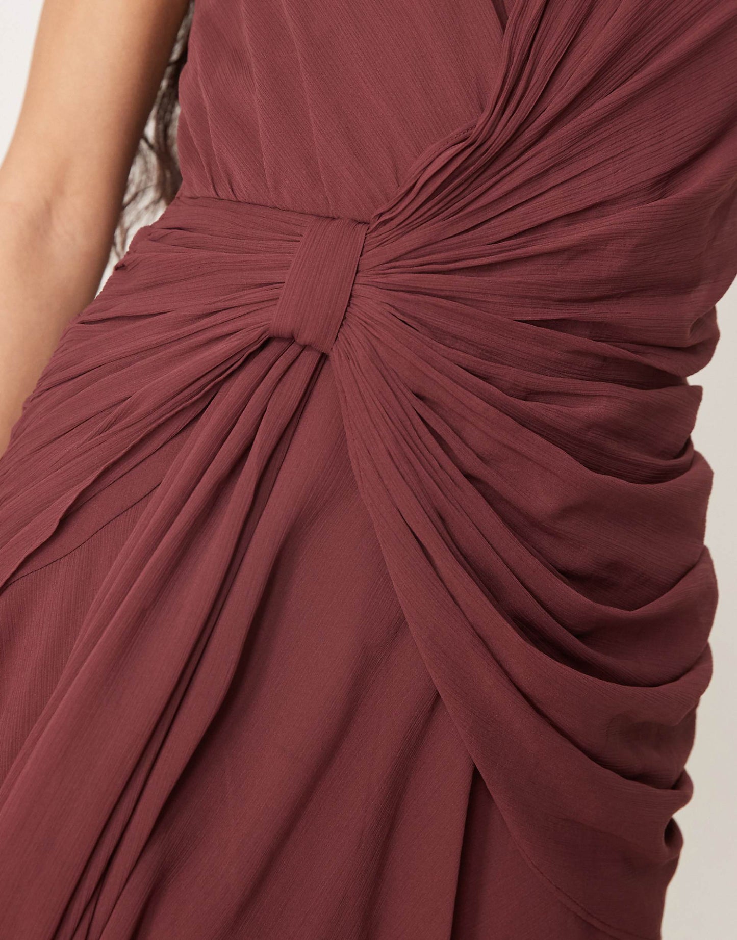 Halter Plunge Mini Dress With Drape Detail