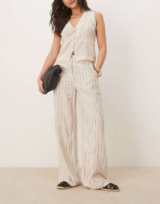 Relaxed Straight Leg Trousers With Linen