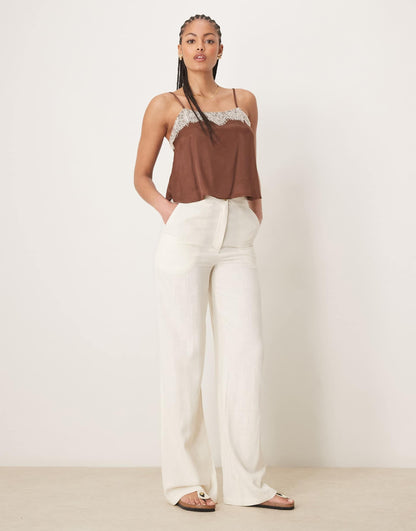 Tall Relaxed Straight Leg Trousers With Linen