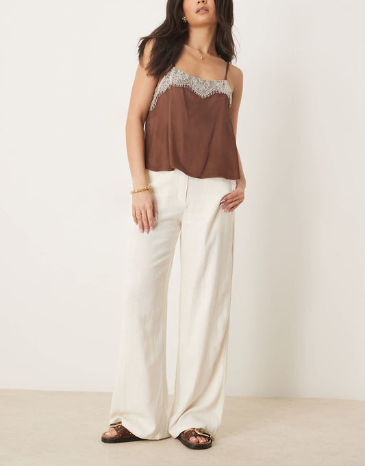 Relaxed Straight Leg Trousers With Linen