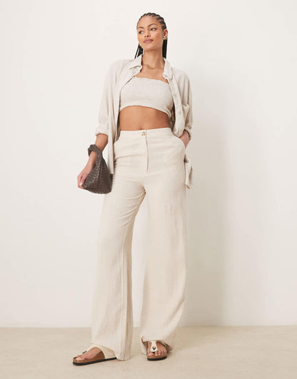 Tall Relaxed Straight Leg Trousers With Linen