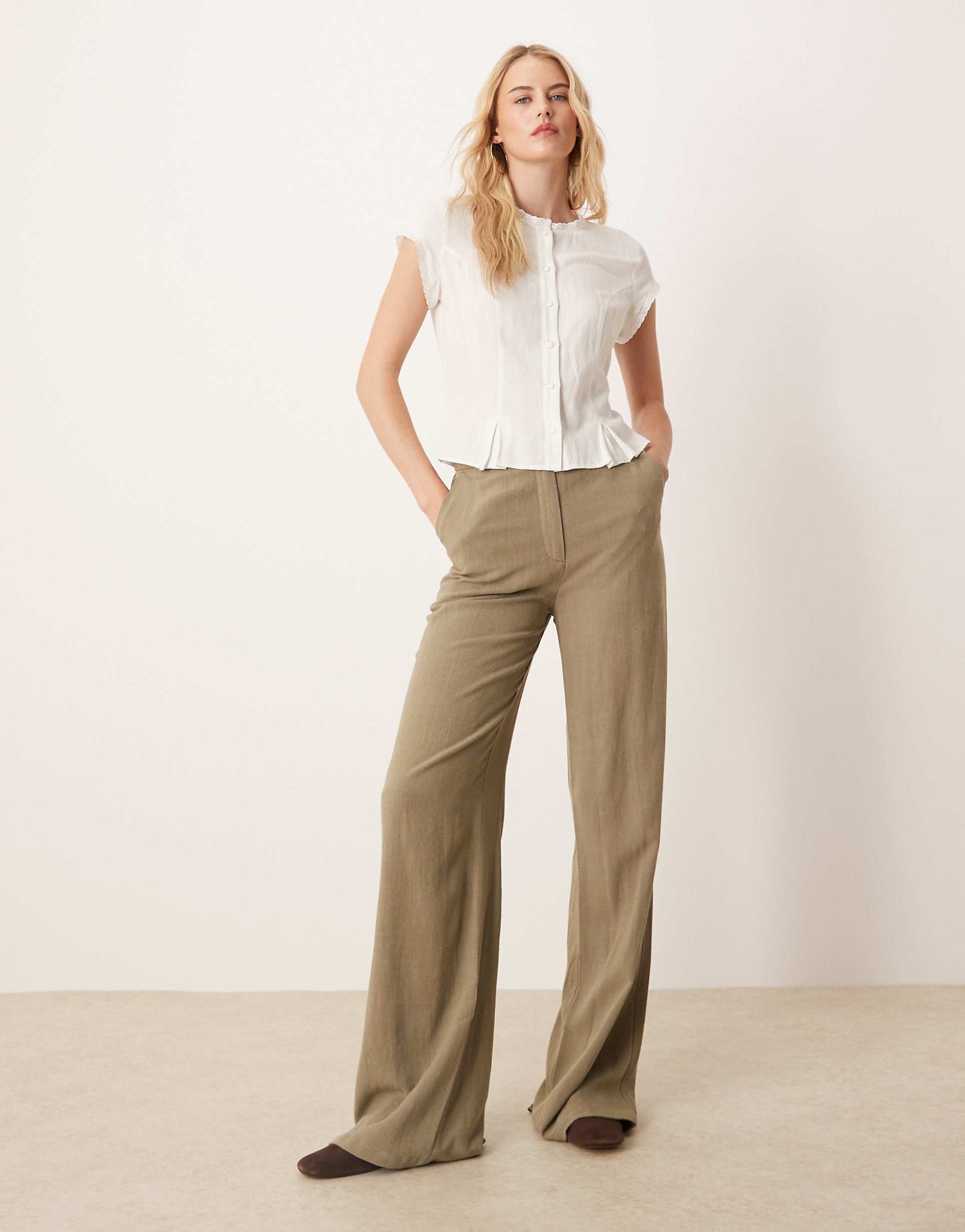 Tall Relaxed Straight Leg Trousers With Linen