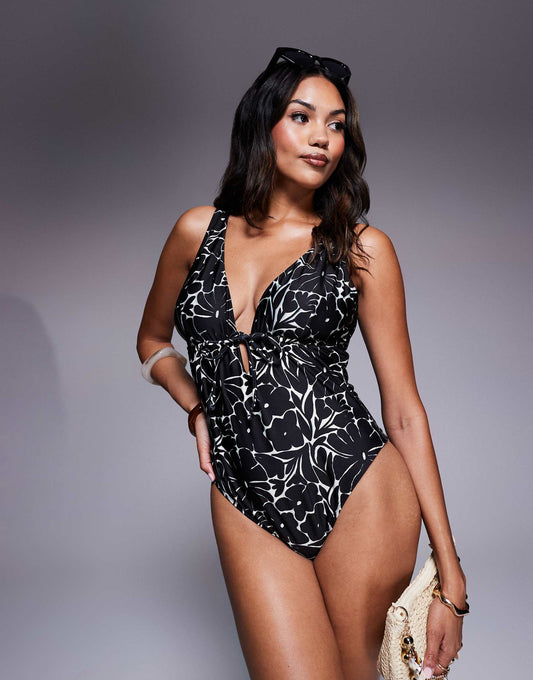 Fuller Bust Cut Out Plunge Swimsuit