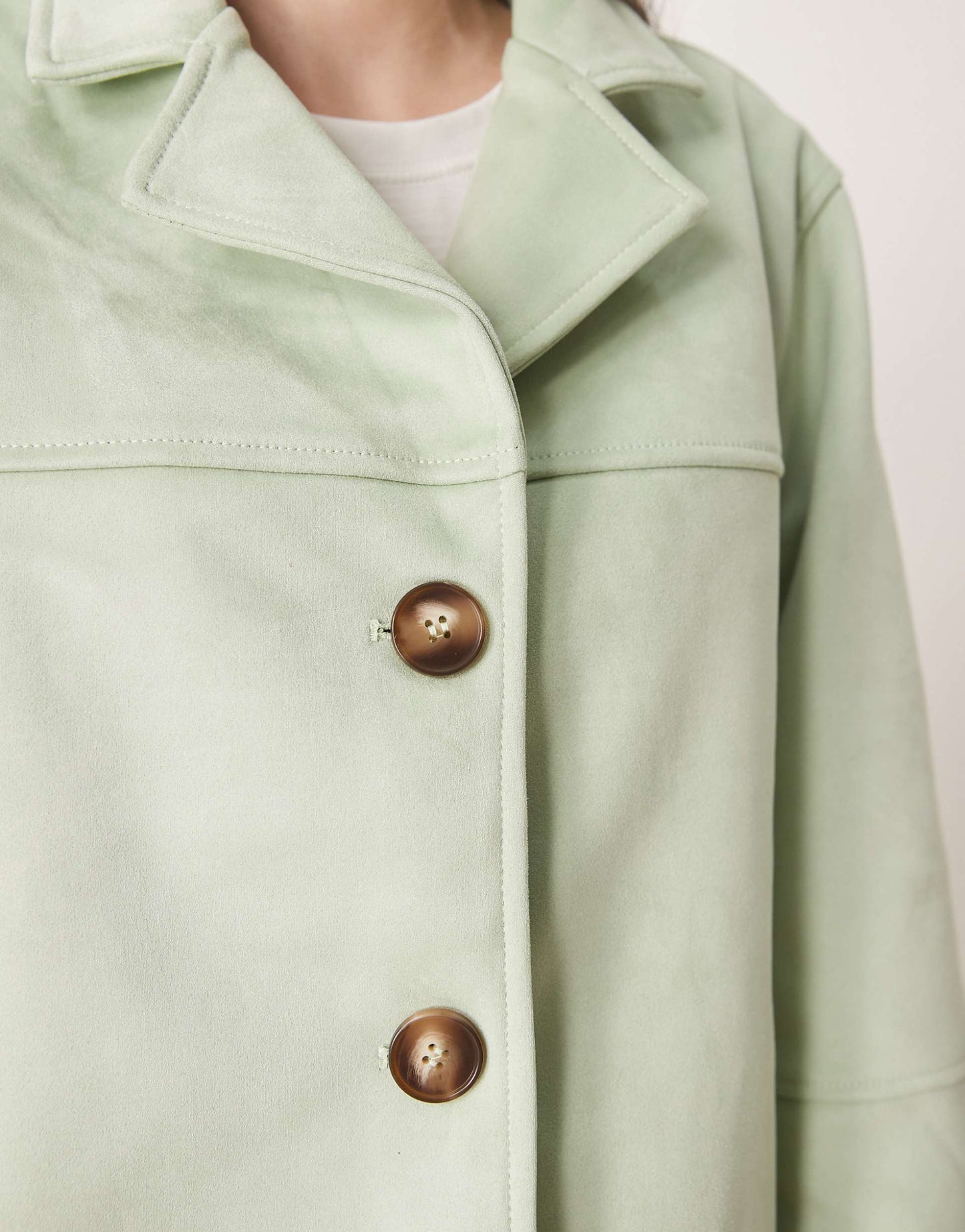 Faux Suede Button Front Jacket