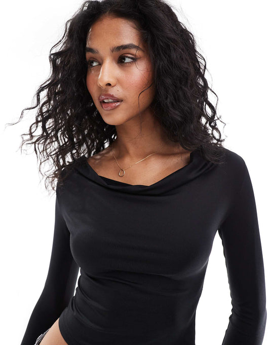 Cowl Neck Long Sleeve Top