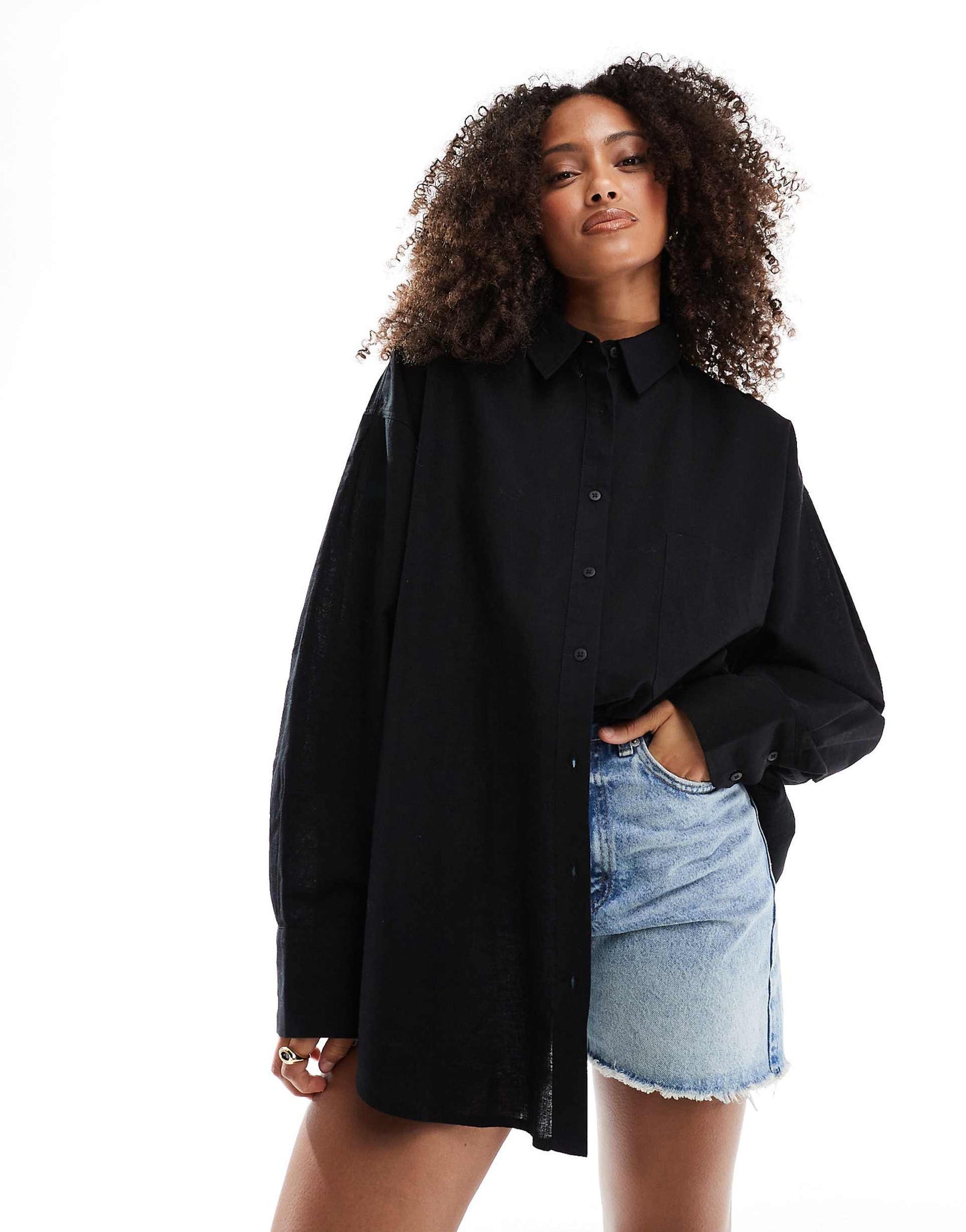 Linen Blend Oversized Shirt