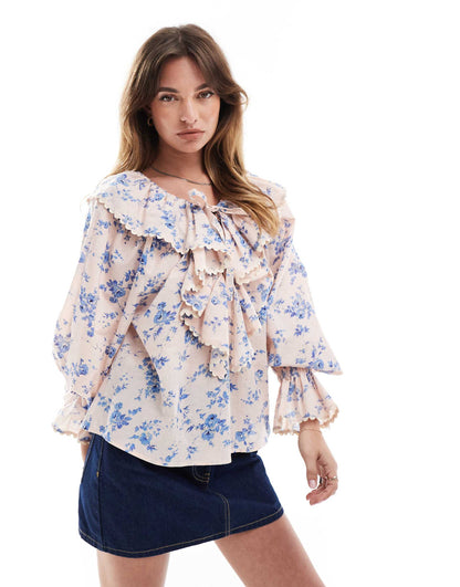 Top With Frill Collar Detail