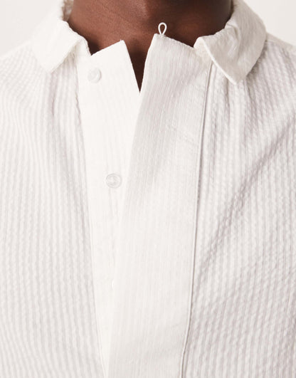 Boxy Oversized Overhead Seersucker Shirt With Half Sleeve