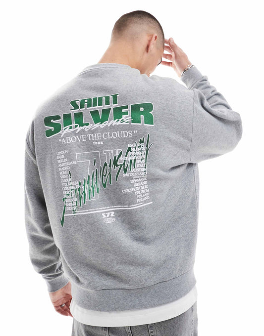 Oversized Sweatshirt With Back And Chest Print