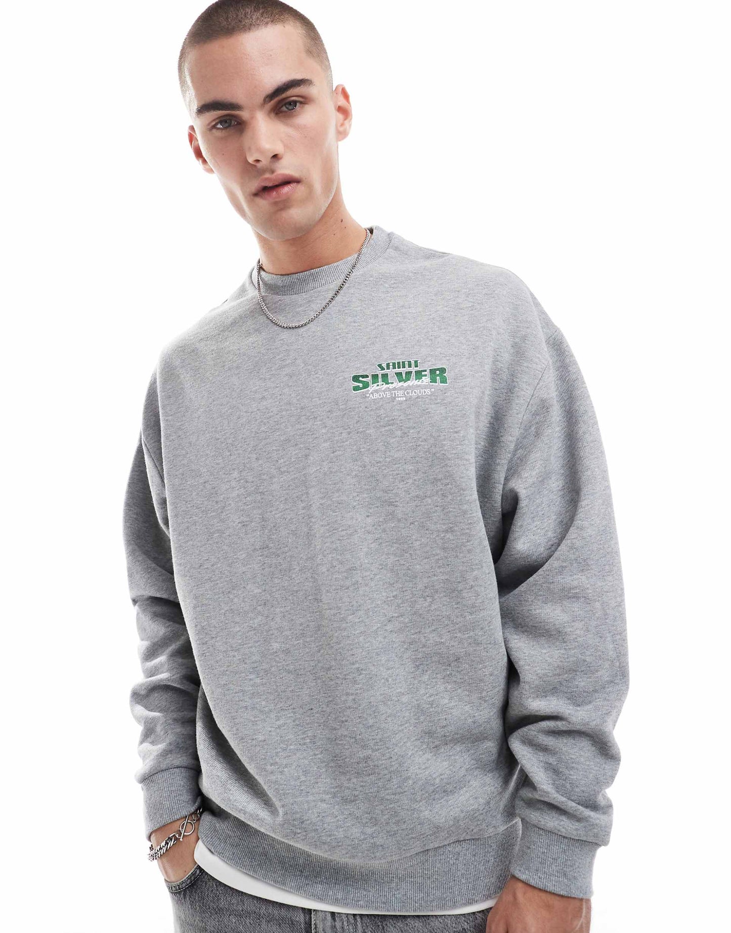 Oversized Sweatshirt With Back And Chest Print