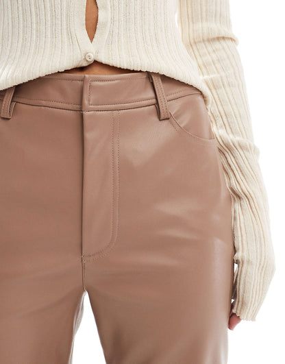 Faux Leather Straight Leg Trouser