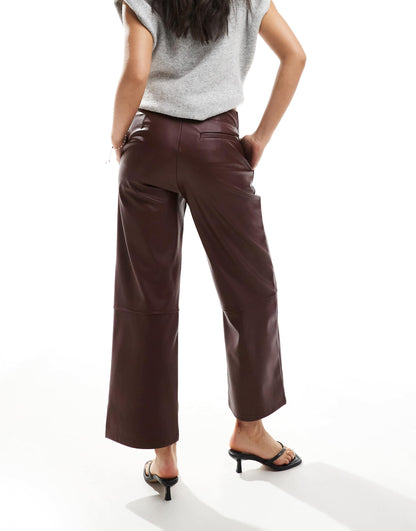 Faux Leather Ankle Grazer Trousers