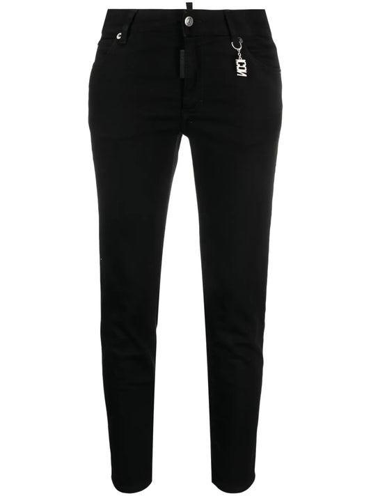 Logo-Plaque Tapered Jeans