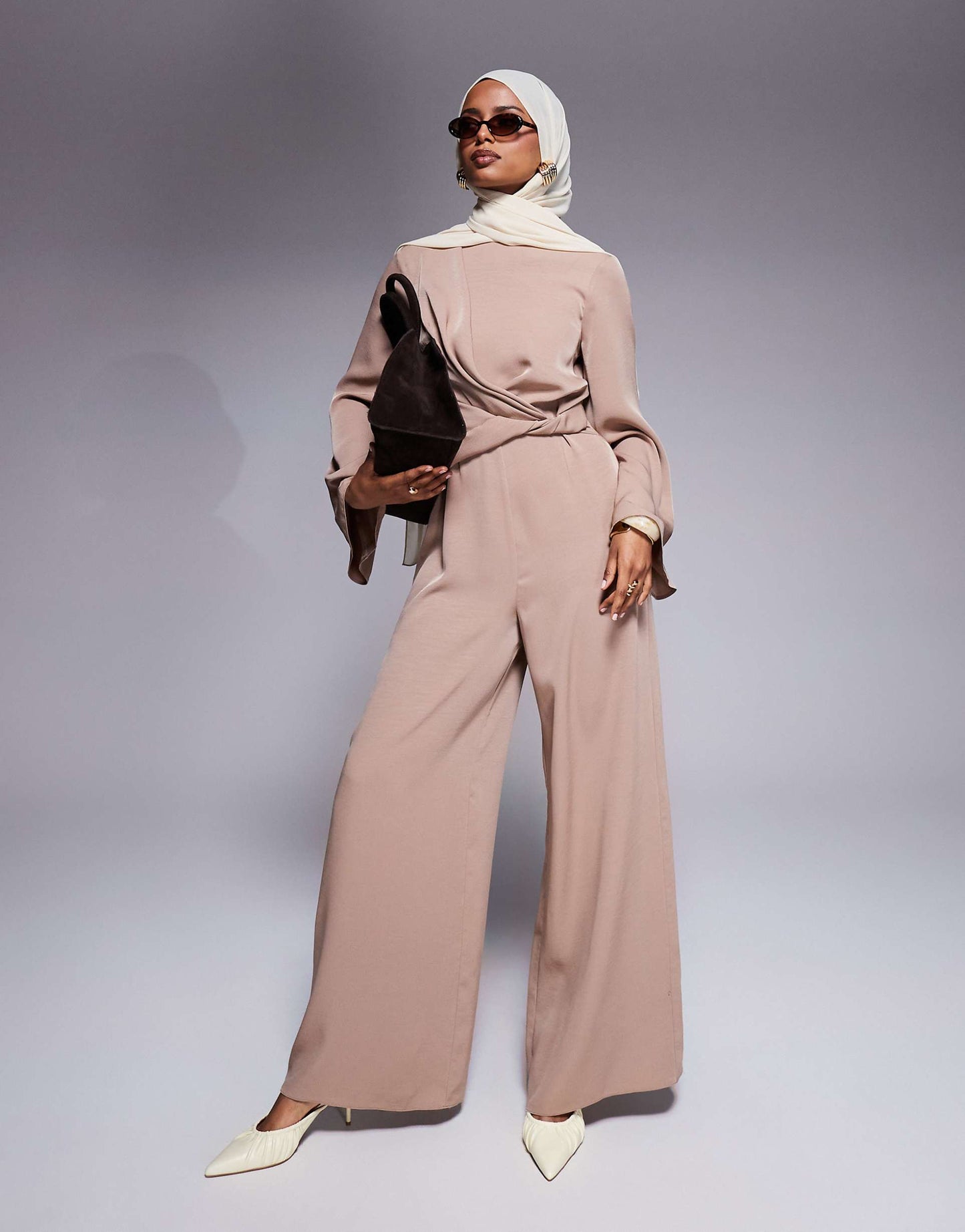 Twist Front Wide Leg Jumpsuit