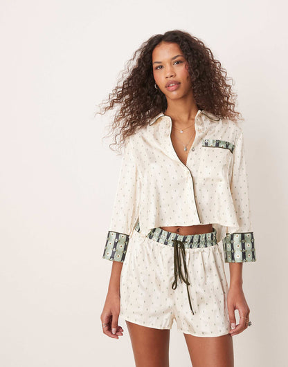 Pillow Talk Printed Satin Pyjama Set