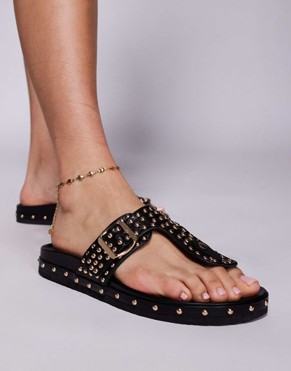 Daisychain Studded Buckle Detail Sandals