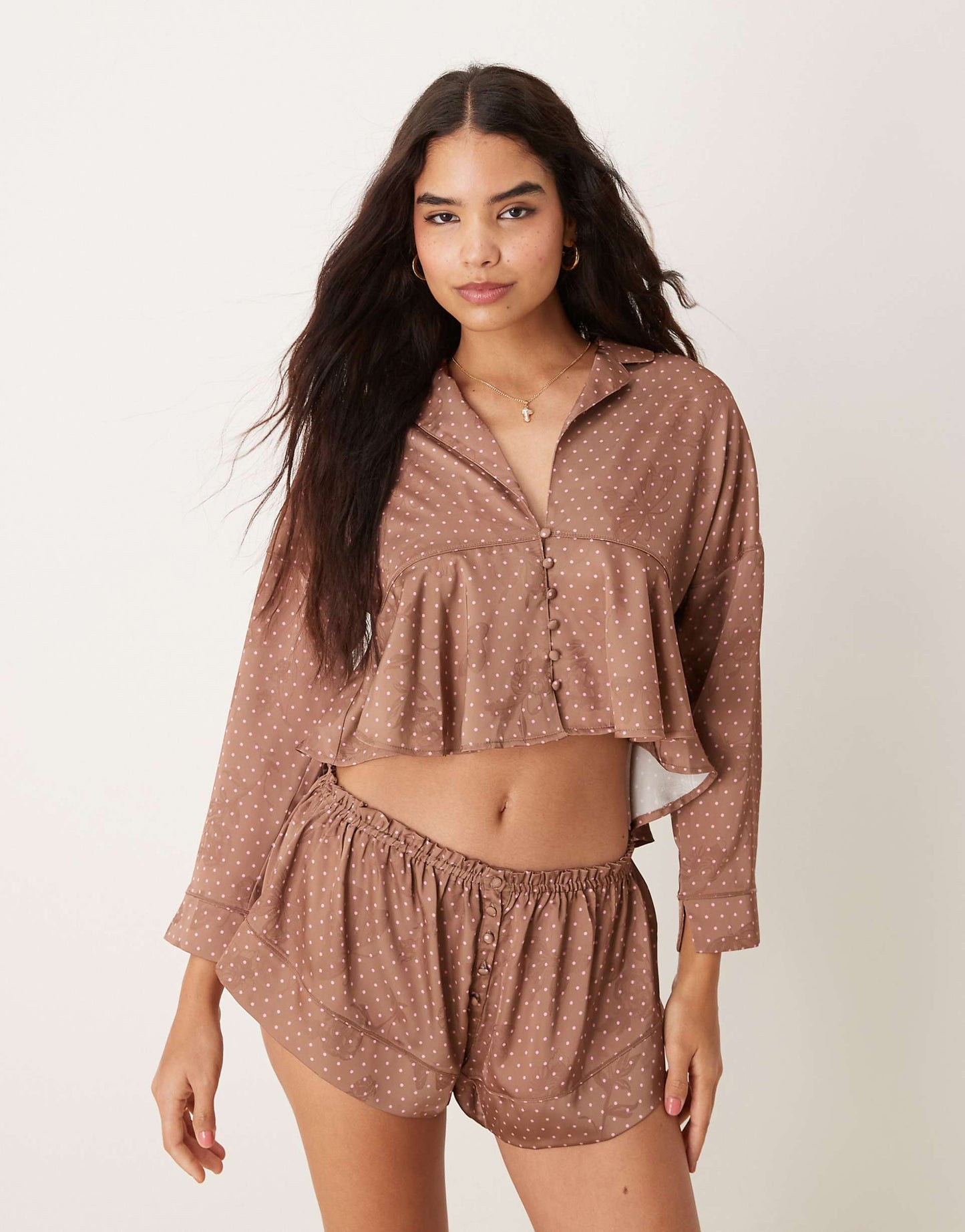 Polka Dot Satin Pyjama Set