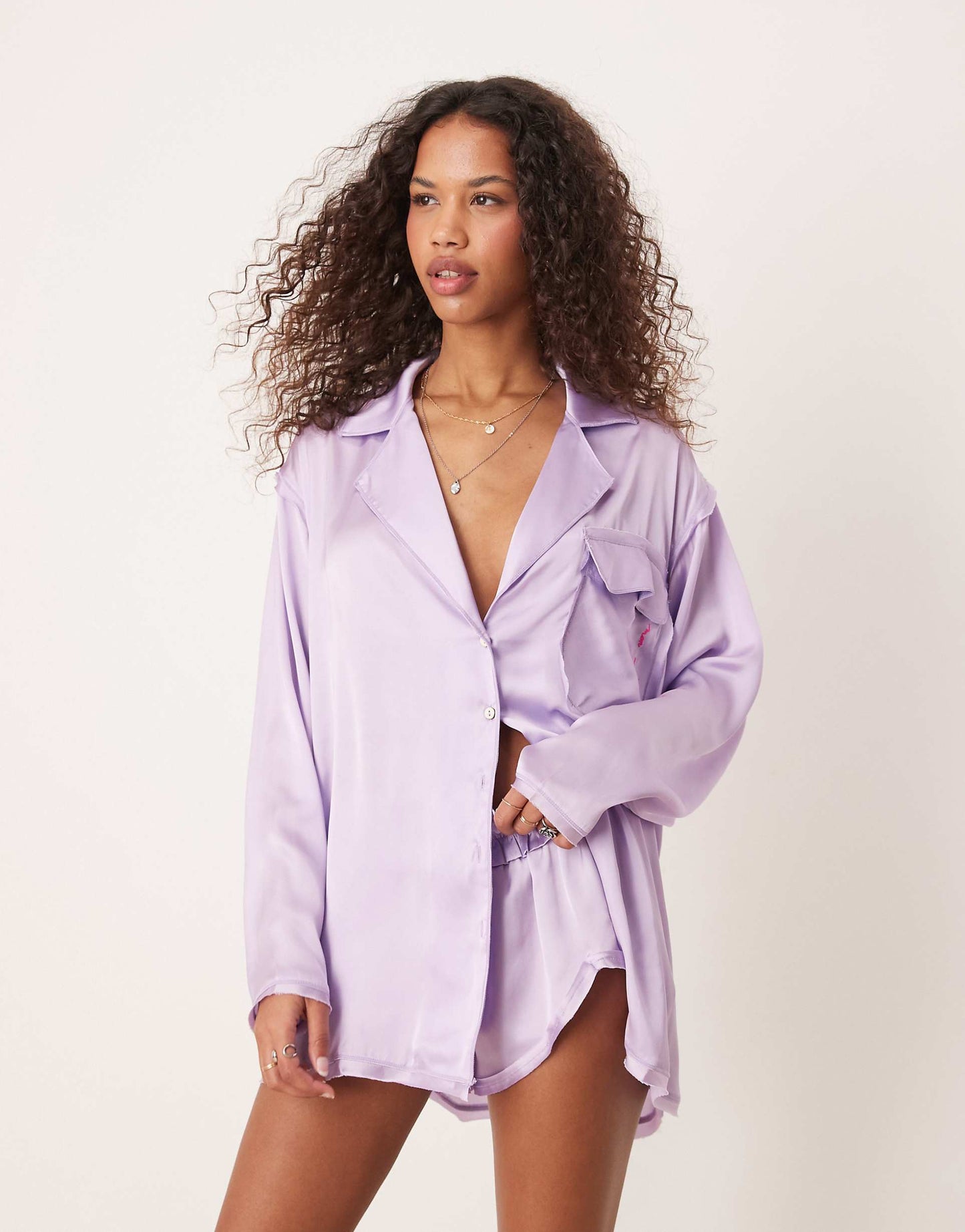 Satin Pyjama Shirt Co-Ord