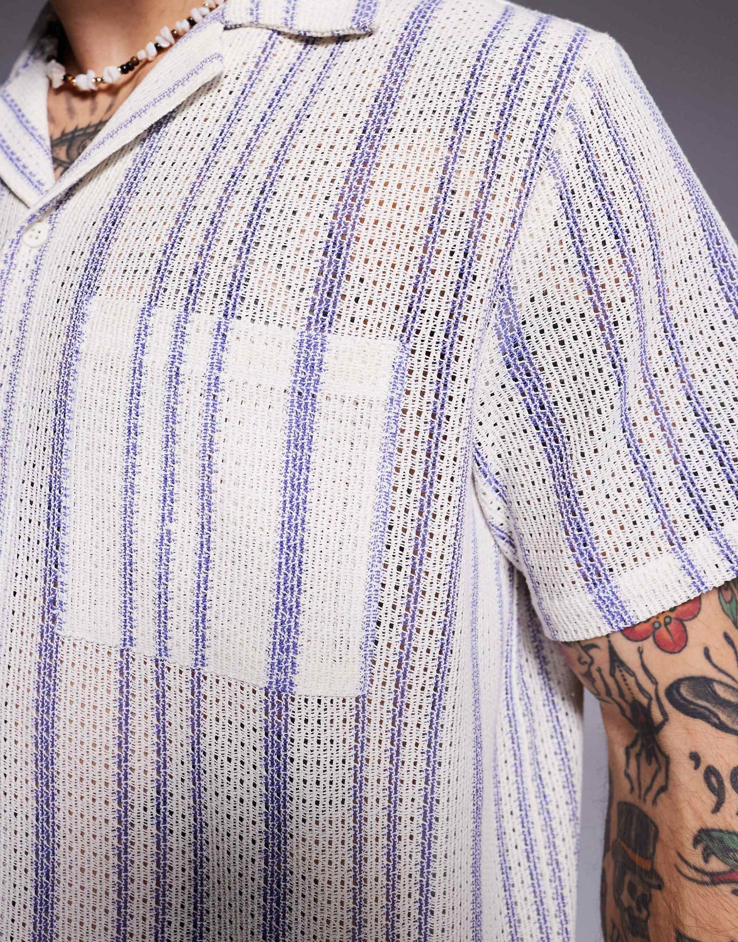 Stripe Short Sleeve Beach Shirt Co-Ord