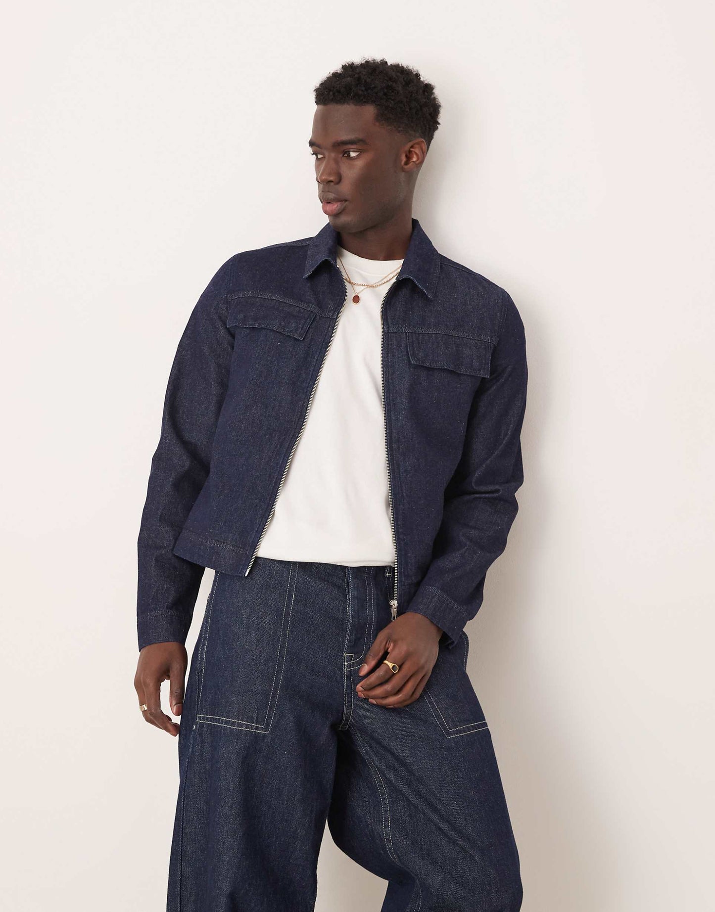 Co-Ord Raw Denim Harrington Jacket