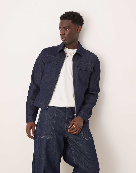 Co-Ord Raw Denim Harrington Jacket