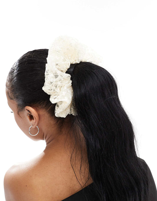 Xl Floral Embroidered Mesh Scrunchie