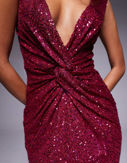 Twisted Front Sequin Maxi