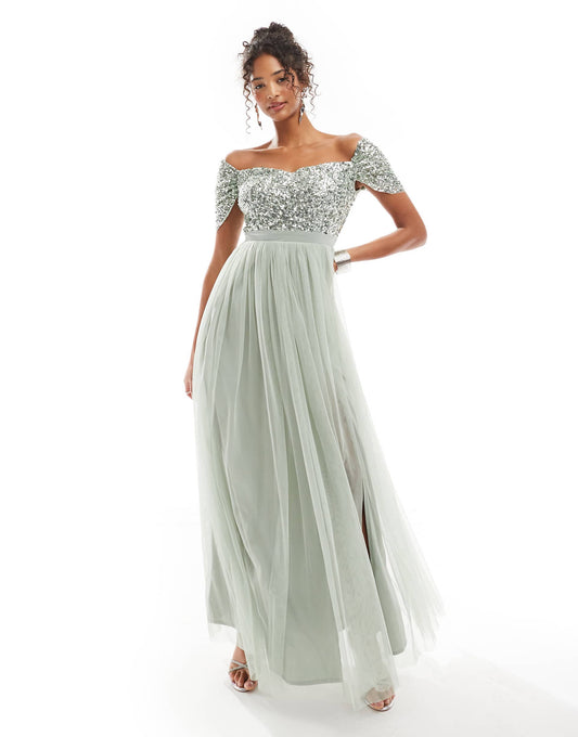 Maya Embellished Sweetheart Bridesmaid Maxi Dress
