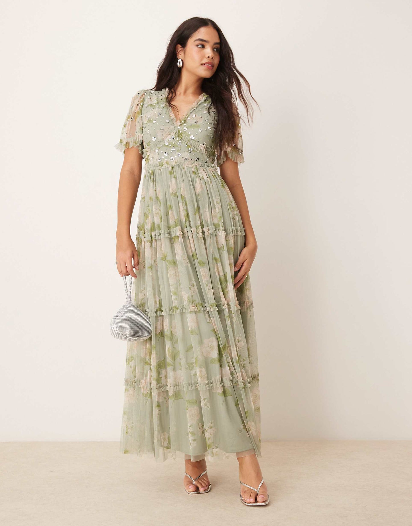 Floral & Sequin Maxi Dress