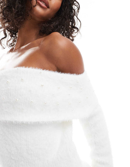 Pearl Bardot Long Sleeve Jumper