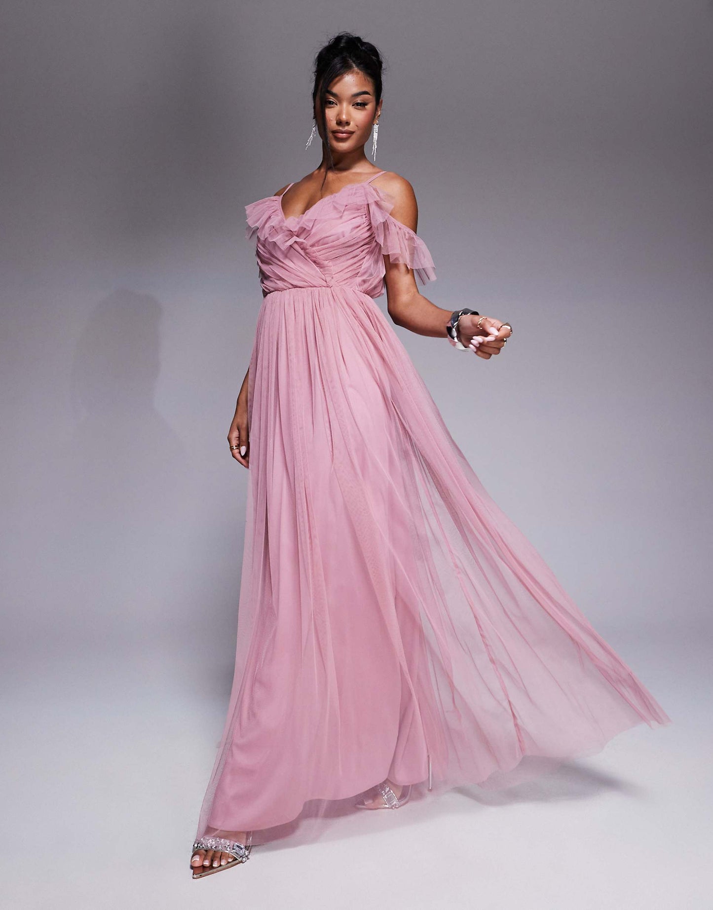 Cold Shoulder Bridesmaid Maxi Dress