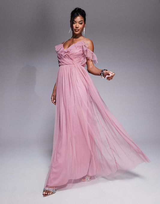 Cold Shoulder Bridesmaid Maxi Dress