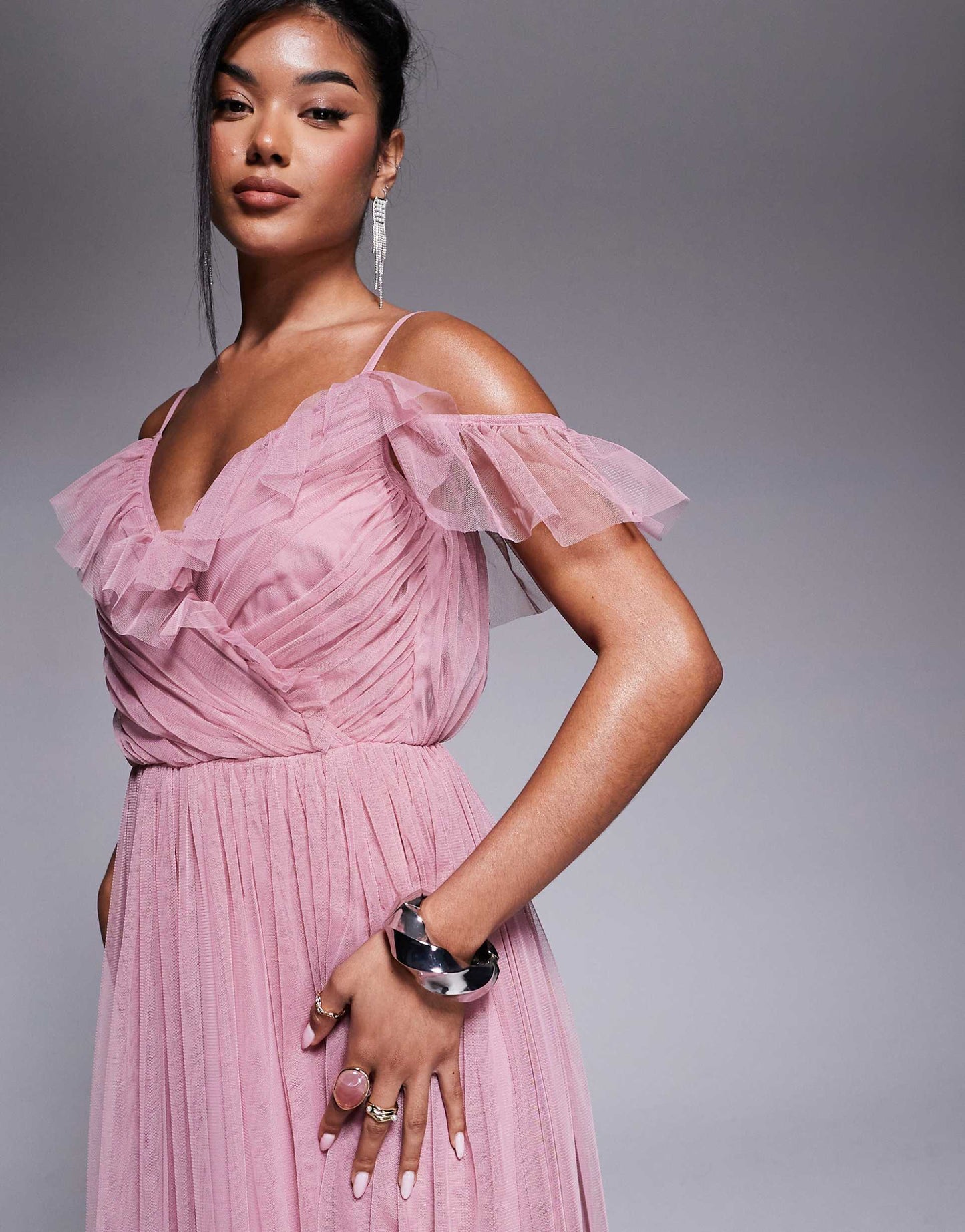Cold Shoulder Bridesmaid Maxi Dress