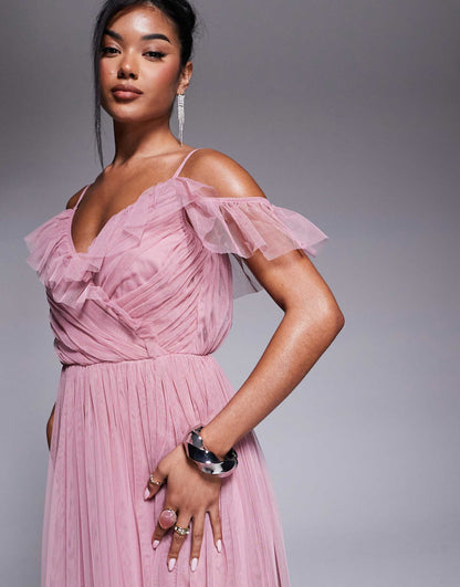 Cold Shoulder Bridesmaid Maxi Dress