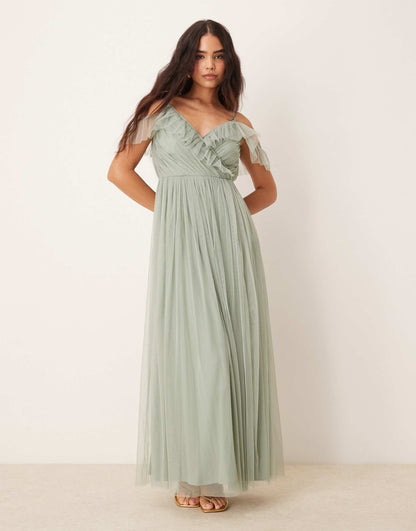 Cold Shoulder Bridesmaid Maxi Dress