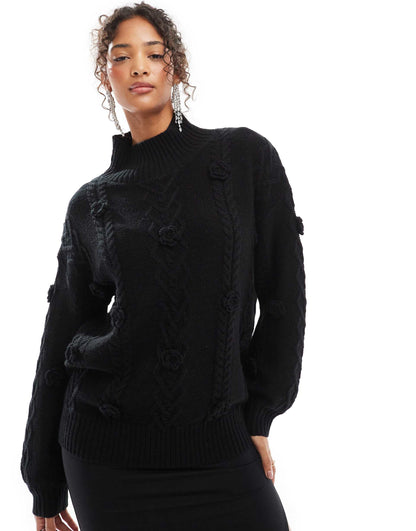 Cable Knit High Neck  Jumper