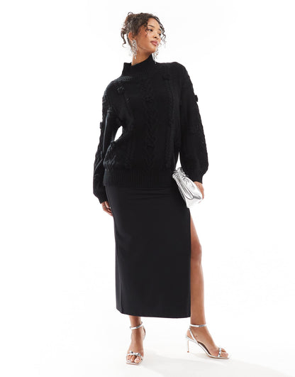Cable Knit High Neck  Jumper