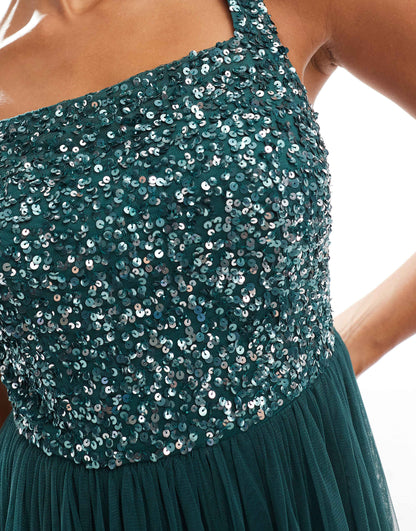 Embellished Strappy Bridesmaid Maxi Dress