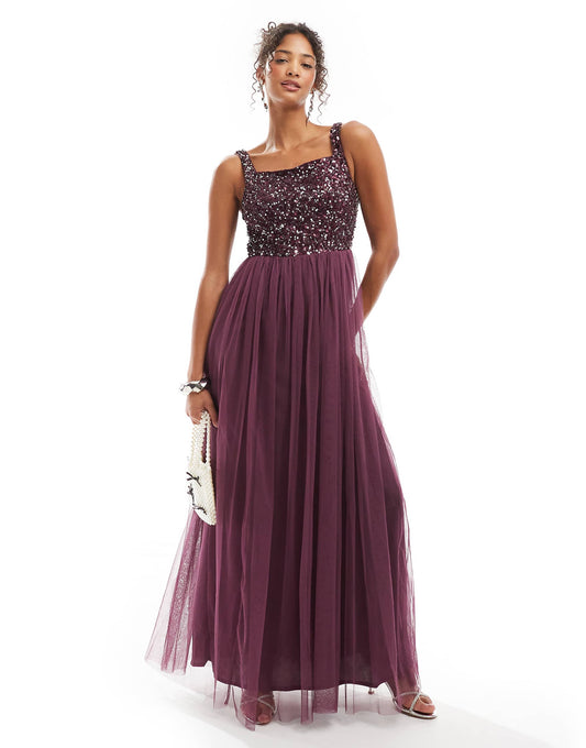 Embellished Strappy Bridesmaid Maxi Dress