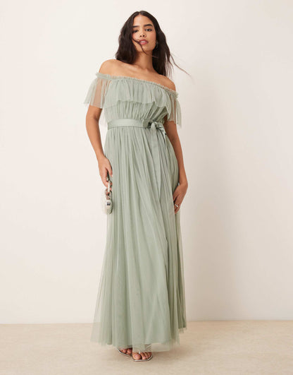 Bardot Bridesmaid Maxi Dress