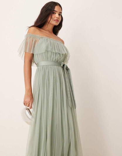 Bardot Bridesmaid Maxi Dress