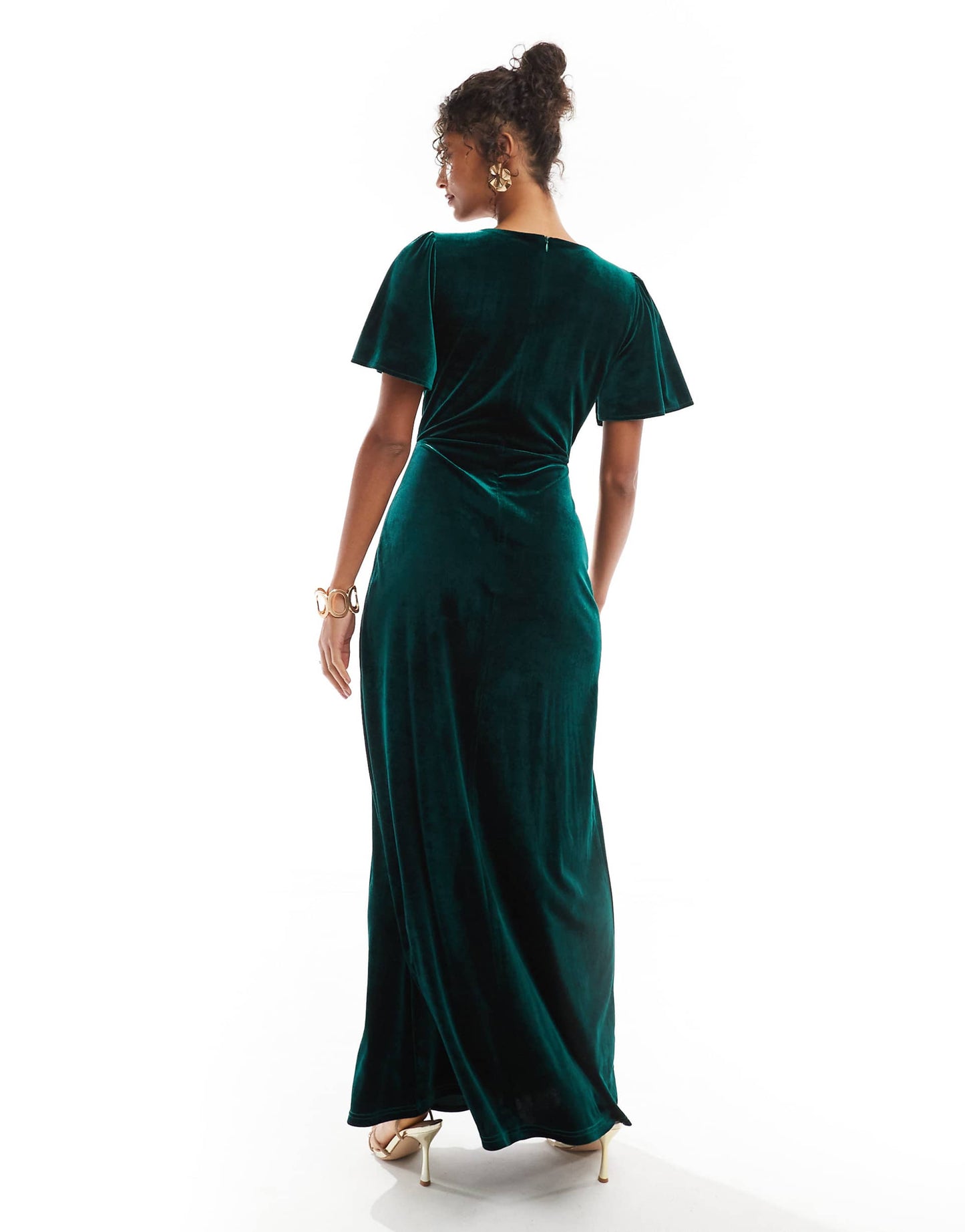 Faux Wrap Velvet Bridesmaid Maxi Dress